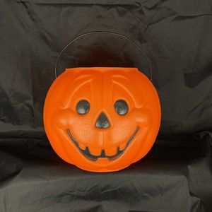 Vintage Blow Mold Halloween Pumpkin Pail Bucket General Foam Plastic Norfolk VA